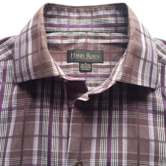 Harry Rosen SZ M Purple Plaid Lightweight Cotton LS Men's Button Up Shirt - Picture 3 of 14